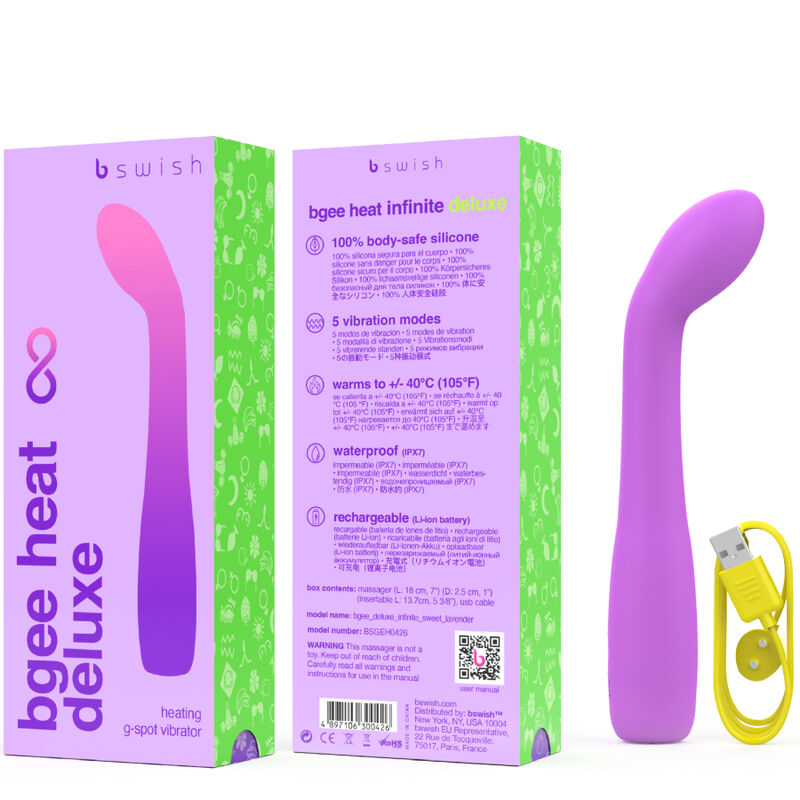 B SWISH - BGEE HEAT INFINITE DELUXE OPPLADBAR VIBRATOR LAVENDEL SILIKON