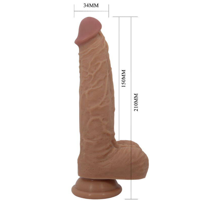 PRETTY LOVE - JONATHAN SILIKON DILDO 3 VIBRASJONER + 3 INNSETNINGSMÅL FJERNKONTROLL 21 CM