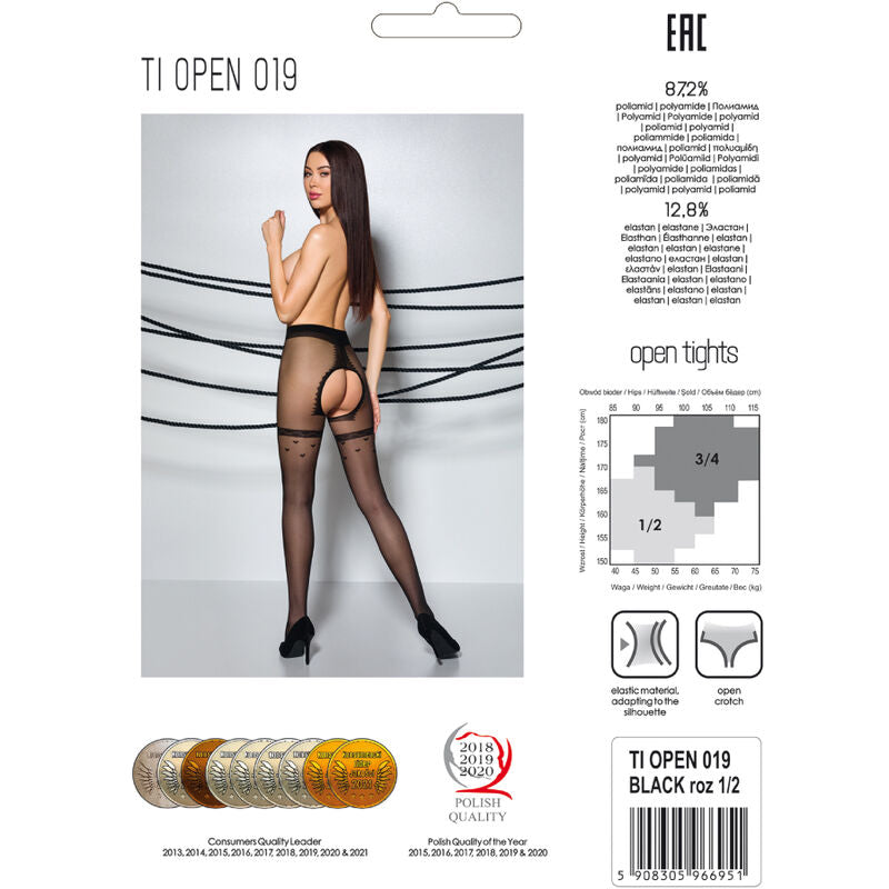 PASSION - TIOPEN 019 SVART STRØMPEBUKSE 1/2 20 DEN