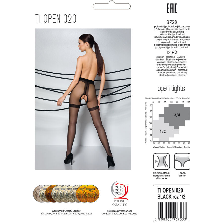 PASSION - TIOPEN 020 SVART STRØMPEBUKSER 1/2 20 DEN