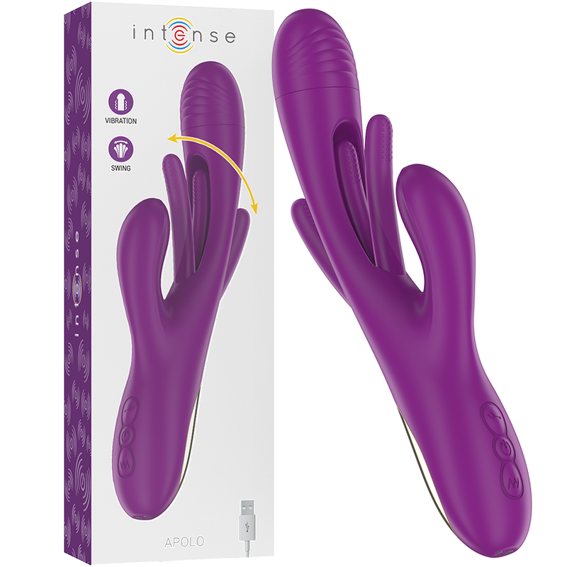 INTENS - APOLO OPPLADBAR MULTIFUNKSJONSVIBRATOR 7 VIBRASJONER MED SVINGENDE BEVEGELSE LILLA