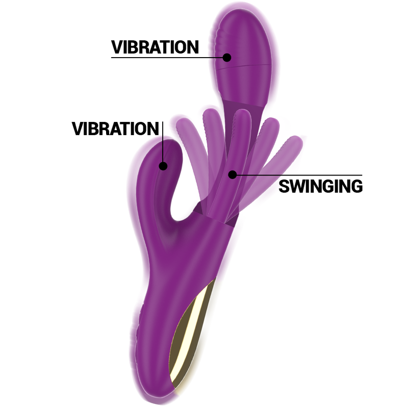 INTENS - APOLO OPPLADBAR MULTIFUNKSJONSVIBRATOR 7 VIBRASJONER MED SVINGENDE BEVEGELSE LILLA
