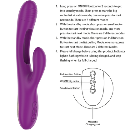 INTENS - APOLO OPPLADBAR MULTIFUNKSJONSVIBRATOR 7 VIBRASJONER MED SVINGENDE BEVEGELSE LILLA