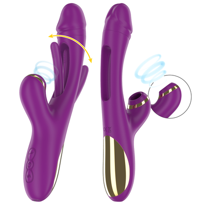 INTENSE - ATENEO RECHARGEABLE MULTIFUNCTION VIBRATOR 7 VIBRATIONS WITH OSCILLATING TONGUE AND PURPLE SUCTION