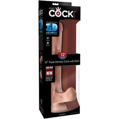 KONGEPIKK - REALISTISK PENIS MED BALLER 3D 24,8 CM LYS