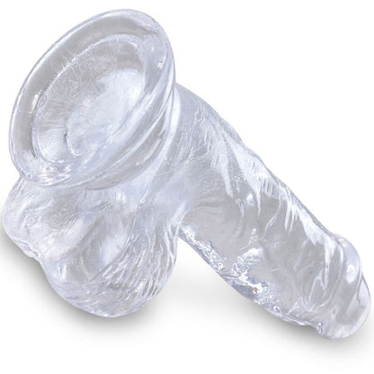 KONGEPIKK - KLAR REALISTISK PENIS MED BALLER 10,1 CM TRANSPARENT