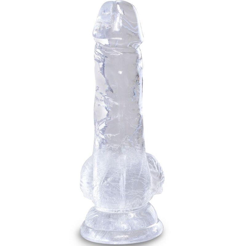 KONGEPIKK - KLAR REALISTISK PENIS MED BALLER 10,1 CM TRANSPARENT