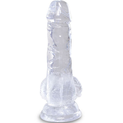 KONGEPIKK - KLAR REALISTISK PENIS MED BALLER 10,1 CM TRANSPARENT