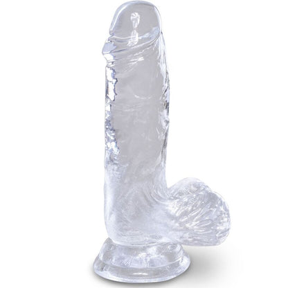 KONGEPIKK - KLAR REALISTISK PENIS MED BALLER 10,1 CM TRANSPARENT