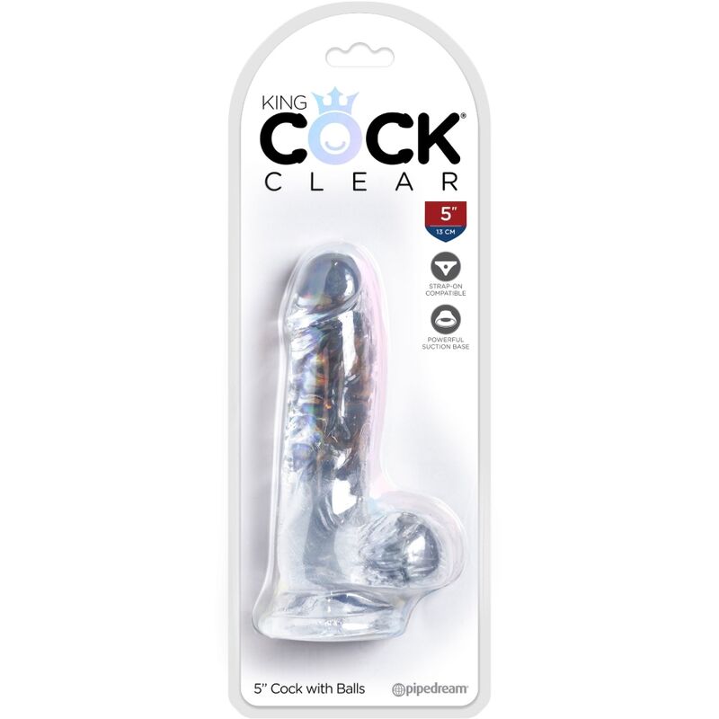 KONGEPIKK - KLAR REALISTISK PENIS MED BALLER 10,1 CM TRANSPARENT
