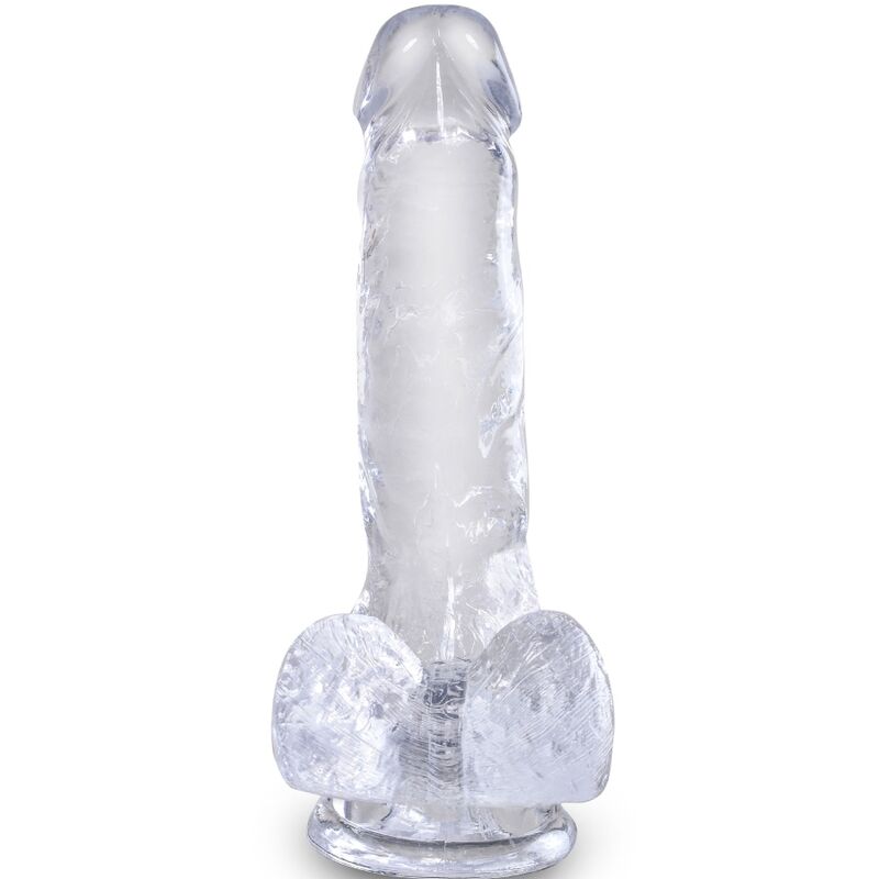 KONGEPIKK - KLAR REALISTISK PENIS MED BALLER 13,5 CM TRANSPARENT
