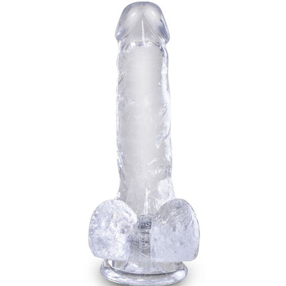 KONGEPIKK - KLAR REALISTISK PENIS MED BALLER 13,5 CM TRANSPARENT