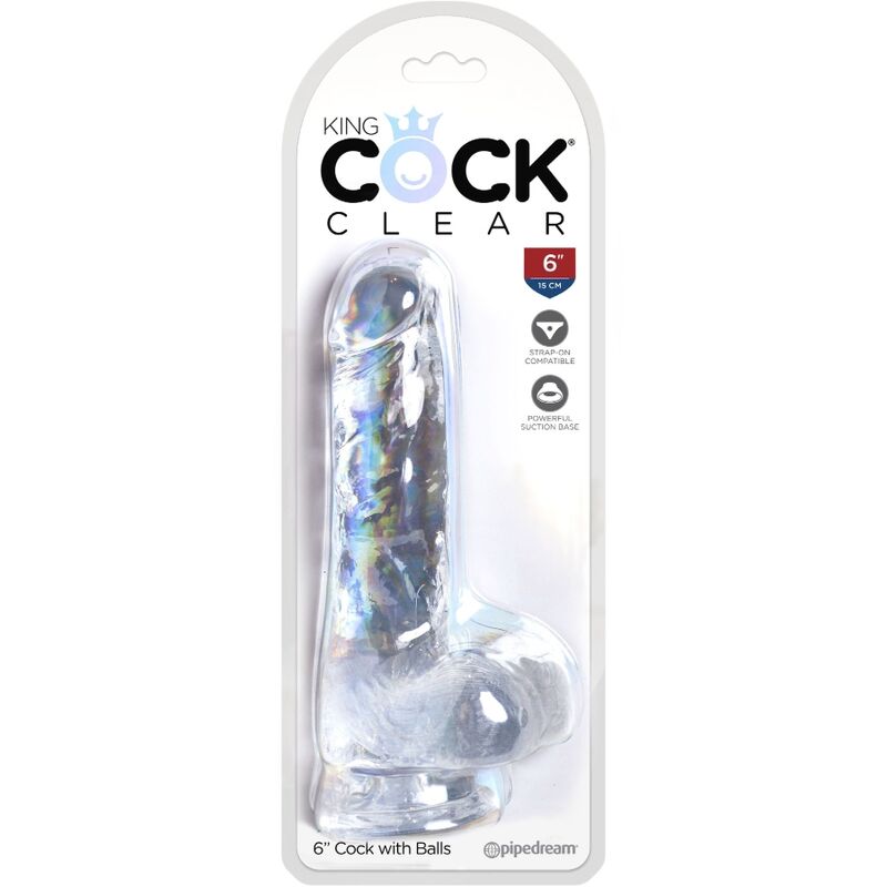 KONGEPIKK - KLAR REALISTISK PENIS MED BALLER 13,5 CM TRANSPARENT