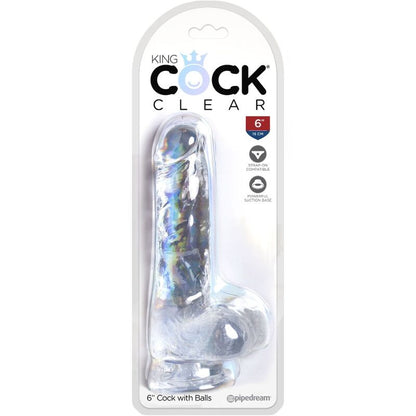 KONGEPIKK - KLAR REALISTISK PENIS MED BALLER 13,5 CM TRANSPARENT