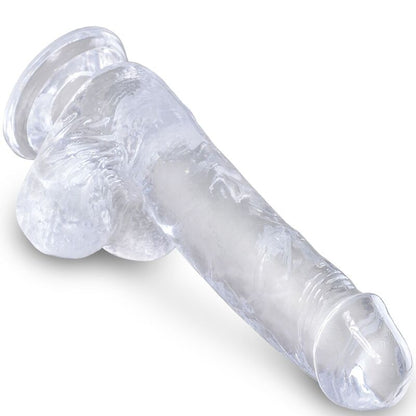 KONGEPIKK - KLAR REALISTISK PENIS MED BALLER 13,5 CM TRANSPARENT