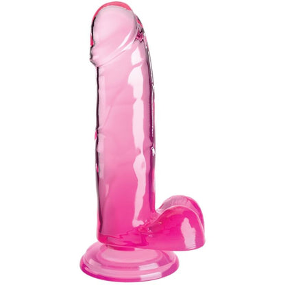 KONGEPIKK - KLAR REALISTISK PENIS MED BALLER 15,2 CM ROSA