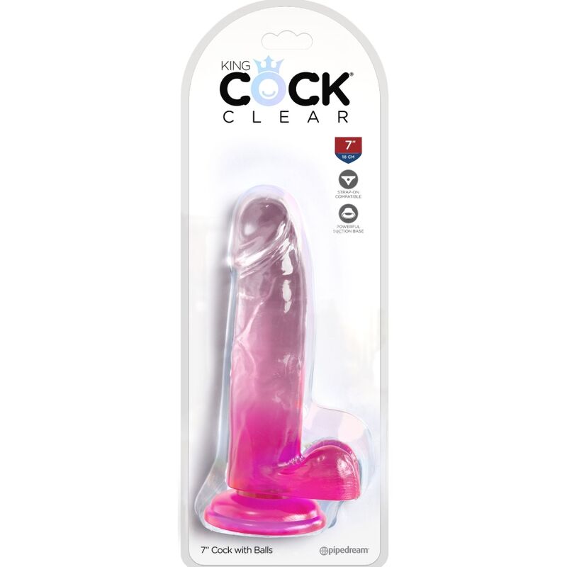 KONGEPIKK - KLAR REALISTISK PENIS MED BALLER 15,2 CM ROSA