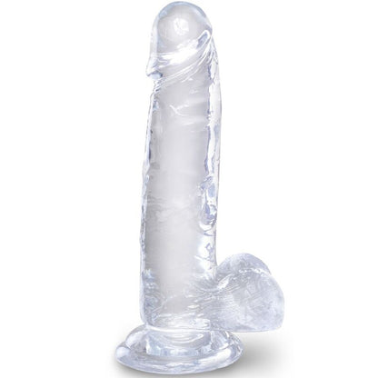 KONGEPIKK - KLAR REALISTISK PENIS MED BALLER 15,2 CM TRANSPARENT