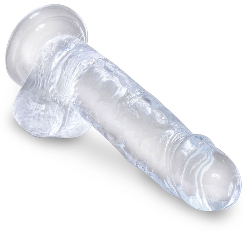 KONGEPIKK - KLAR REALISTISK PENIS MED BALLER 15,2 CM TRANSPARENT