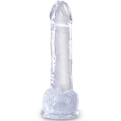 KONGEPIKK - KLAR REALISTISK PENIS MED BALLER 15,2 CM TRANSPARENT