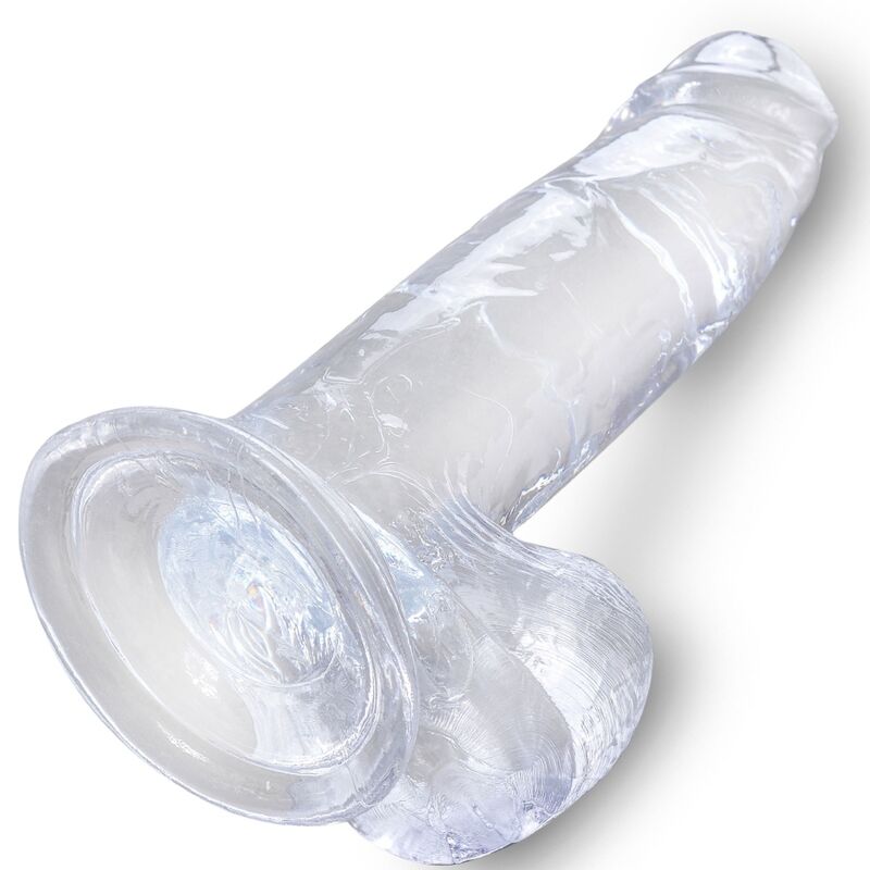 KONGEPIKK - KLAR REALISTISK PENIS MED BALLER 15,2 CM TRANSPARENT