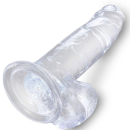 KONGEPIKK - KLAR REALISTISK PENIS MED BALLER 15,2 CM TRANSPARENT