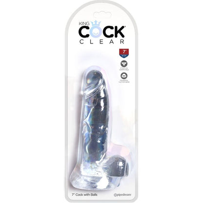 KONGEPIKK - KLAR REALISTISK PENIS MED BALLER 15,2 CM TRANSPARENT