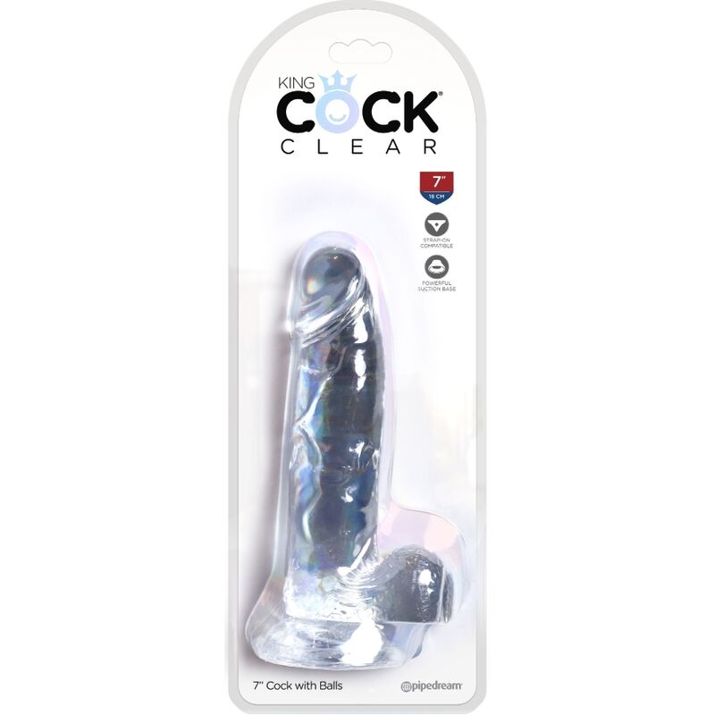 KONGEPIKK - KLAR REALISTISK PENIS MED BALLER 15,2 CM TRANSPARENT