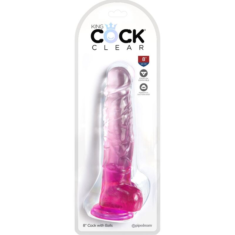 KONGEPIKK - KLAR REALISTISK PENIS MED BALLER 16,5 CM ROSA