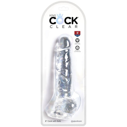 KONGEPIKK - KLAR REALISTISK PENIS MED BALLER 16,5 CM TRANSPARENT
