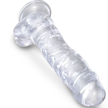 KONGEPIKK - KLAR REALISTISK PENIS MED BALLER 16,5 CM TRANSPARENT