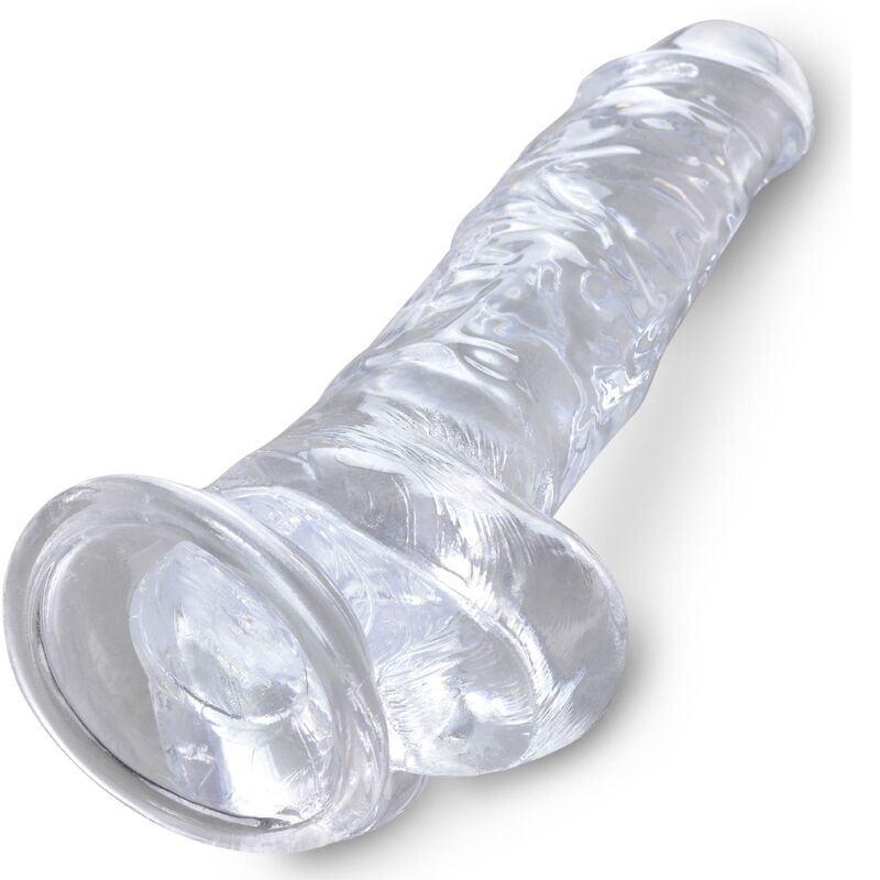 KONGEPIKK - KLAR REALISTISK PENIS MED BALLER 16,5 CM TRANSPARENT