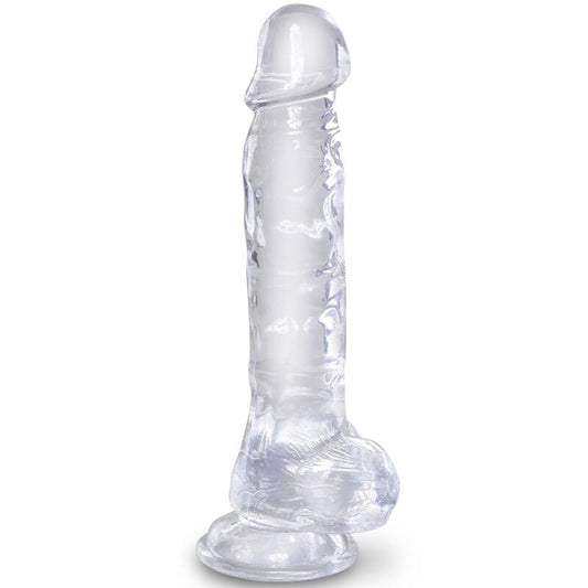 KONGEPIKK - KLAR REALISTISK PENIS MED BALLER 16,5 CM TRANSPARENT
