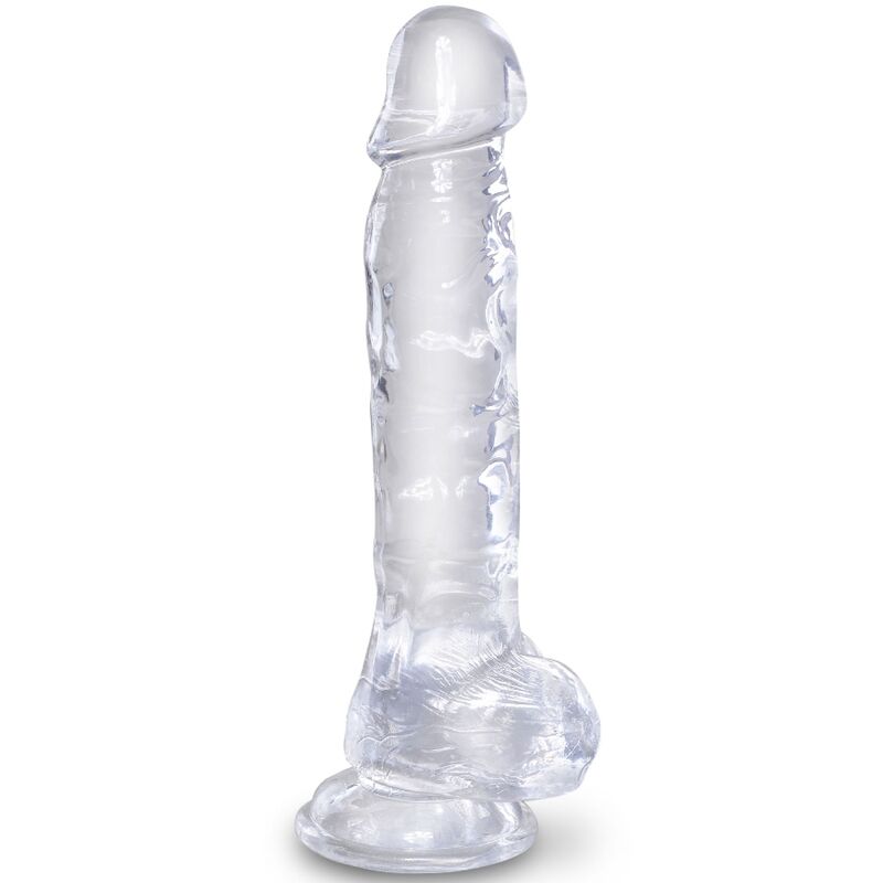 KONGEPIKK - KLAR REALISTISK PENIS MED BALLER 16,5 CM TRANSPARENT