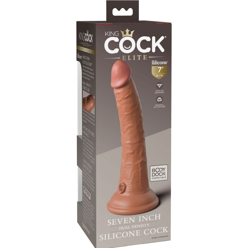 KING COCK - ELITE REALISTISK SILIKON DILDO 17,8 CM KARAMELL