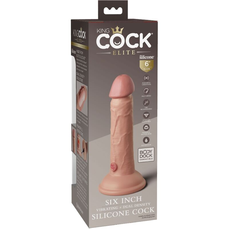 KING COCK - ELITE REALISTISK DILDO VIBRERENDE OG SILIKON 15,2 CM
