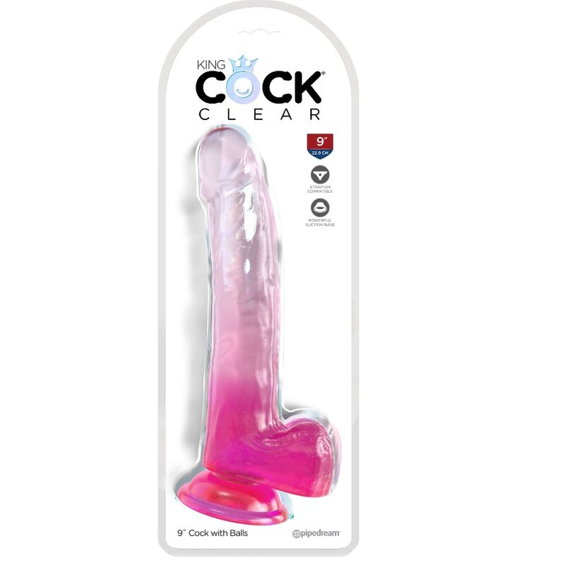 KING COCK - KLAR DILDO MED TESTIKLE 20,3 CM ROSA