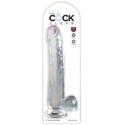 KING COCK - KLAR DILDO MED TESTIKLENE 24,8 CM TRANSPARENT