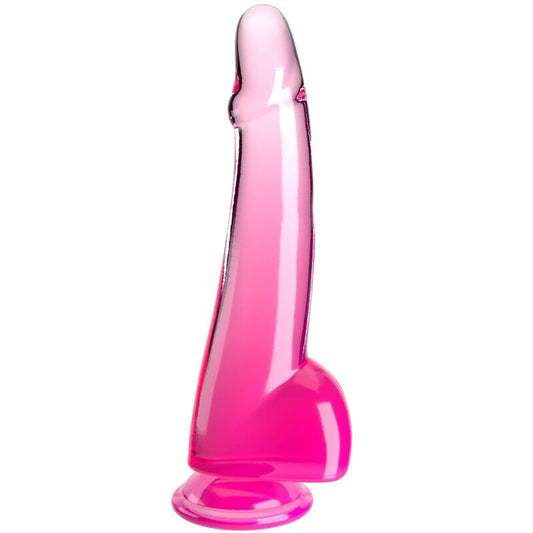 KING COCK - KLAR DILDO MED TESTIKLENE 19 CM ROSA