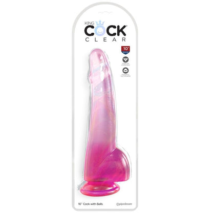 KING COCK - KLAR DILDO MED TESTIKLENE 19 CM ROSA
