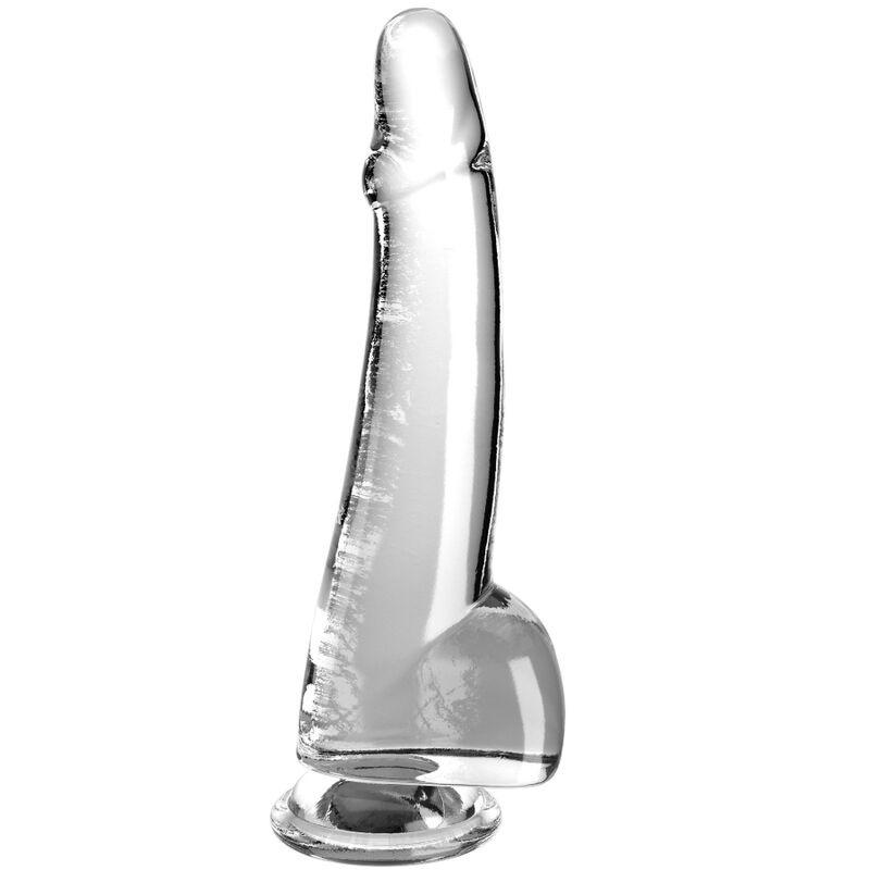 KING COCK - KLAR DILDO MED TESTIKLENE 19 CM TRANSPARENT