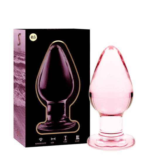 NEBULA SERIES BY IBIZA - MODEL 3 ANAL PLUG BOROSILICATE GLASS PINK 11 CM -O- 5 CM