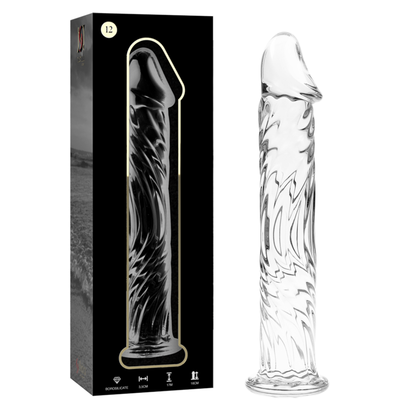 NEBULA-SERIEN FRA IBIZA - MODELL 12 DILDO BOROSILIKATGLASS KLART 17 CM -O- 3,5 CM