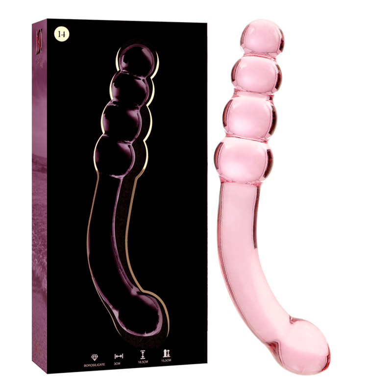 NEBULA-SERIEN FRA IBIZA - MODELL 14 DILDO BOROSILIKATGLASS ROSA 18,5 CM -O- 3 CM