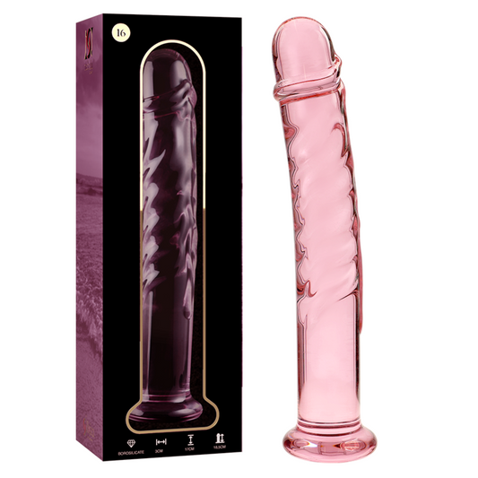 NEBULA SERIES BY IBIZA - MODEL 16 DILDO BOROSILICATE GLASS PINK 18.5 CM -O- 3 CM