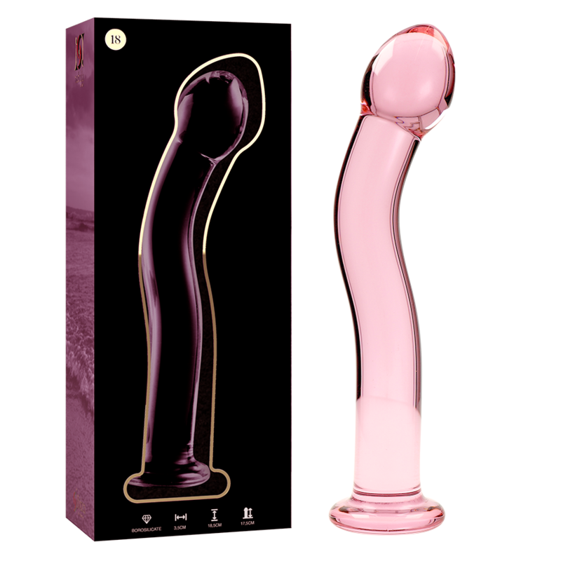 NEBULA-SERIEN FRA IBIZA - MODELL 18 DILDO BOROSILIKATGLASS ROSA 18,5 CM -O- 3,5 CM