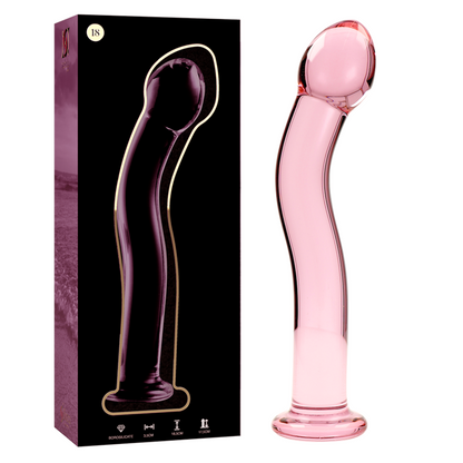 NEBULA-SERIEN FRA IBIZA - MODELL 18 DILDO BOROSILIKATGLASS ROSA 18,5 CM -O- 3,5 CM