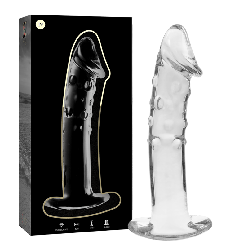 NEBULA-SERIEN FRA IBIZA - MODELL 19 DILDO BOROSILIKATGLASS KLART 18,5 CM -O- 4 CM