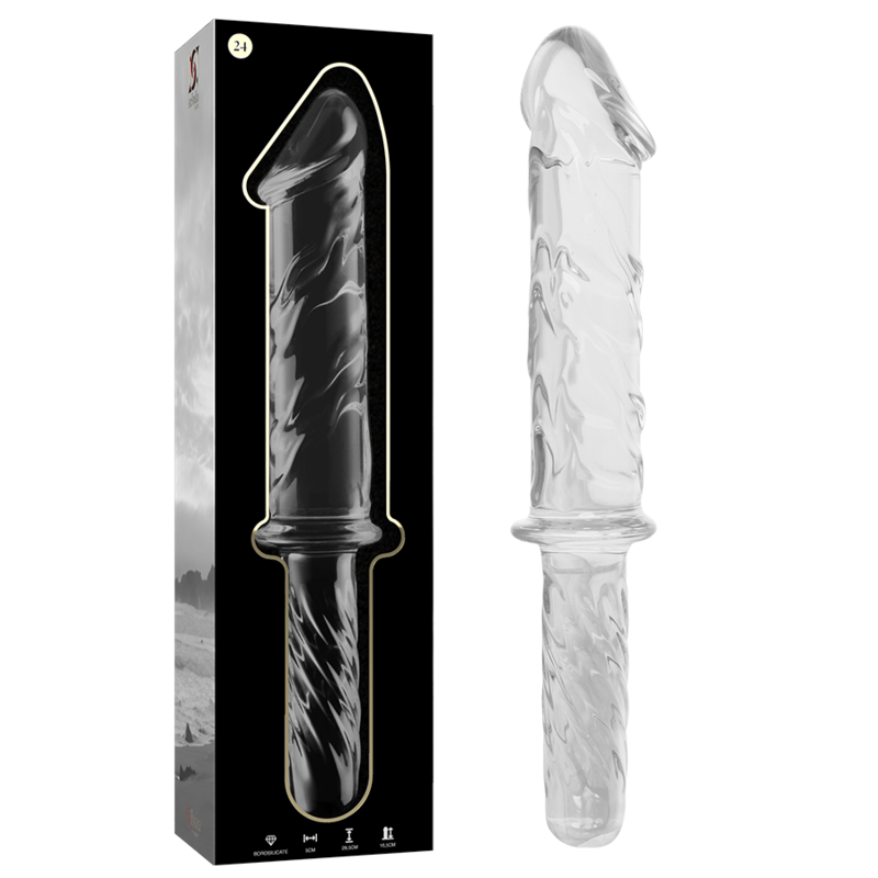 NEBULA-SERIEN FRA IBIZA - MODELL 24 DILDO BOROSILIKATGLASS KLART 28,5 CM -O- 5 CM