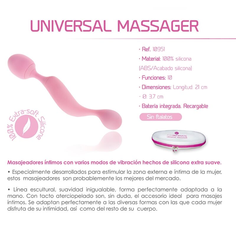 FEMINTIMATE - UNIVERSAL MASSASJER SILIKONVIBRATOR ROSA